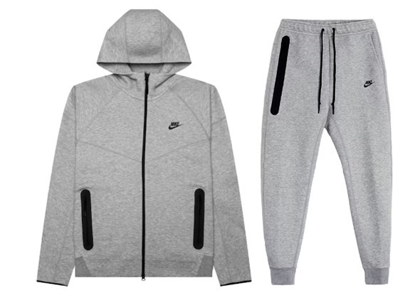 Men's Gray Tech Fleece Full-Zip Hoodie & Joggers Set